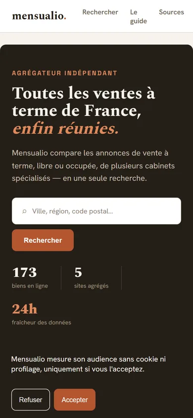 Capture de Mensualio sur mobile